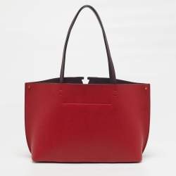 Pre Owned Valentino VLogo Fillme Red/Burgundy Leather Tote