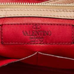 Pre Owned Valentino Rockstud Beige Leather Tote