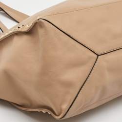 Pre Owned Valentino Rockstud Beige Leather Tote