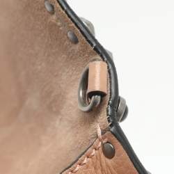 Pre Owned Valentino Rolling Rockstud Peach Leather Guitar Strap Crossbody Bags