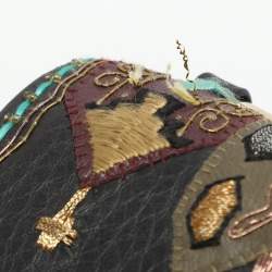 مملوكة مسبقًا Valentino Rockstud Glam Lock Small Black Leather Embroidered Flap Bag