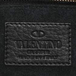 مملوكة مسبقًا Valentino Rockstud Glam Lock Small Black Leather Embroidered Flap Bag