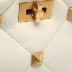 Pre Owned Valentino Roman Stud Small White Leather Tote