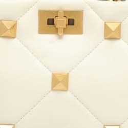 Pre Owned Valentino Roman Stud Small White Leather Tote