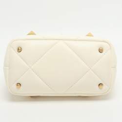 Pre Owned Valentino Roman Stud Small White Leather Tote