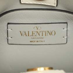 Pre Owned Valentino Roman Stud Small White Leather Tote