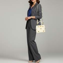 Pre Owned Valentino Roman Stud Small White Leather Tote