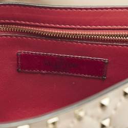 Pre Owned Valentino Rockstud Spike Large Poudre Pink Quilted Leather Top Handle Bag