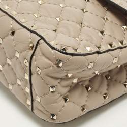 Pre Owned Valentino Rockstud Spike Large Poudre Pink Quilted Leather Top Handle Bag