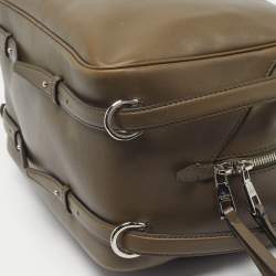 Pre Owned حقيبة فالنتينو دفل جلد زيتية اللون