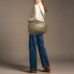 Pre Owned حقيبة فالنتينو دفل جلد زيتية اللون