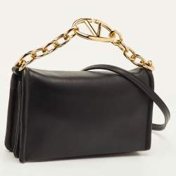 مملوكة مسبقًا Valentino VLogo Black Leather Chain Bag