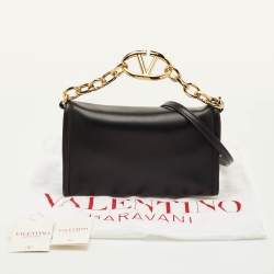 مملوكة مسبقًا Valentino VLogo Black Leather Chain Bag