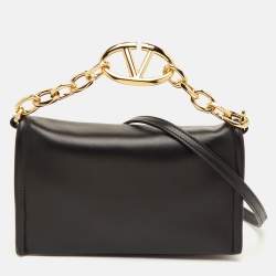 مملوكة مسبقًا Valentino VLogo Black Leather Chain Bag