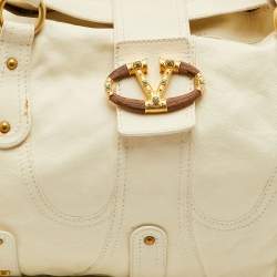 Pre Owned حقيبة فالنتينو كاتش جلد كريم ساتشل في لوجو