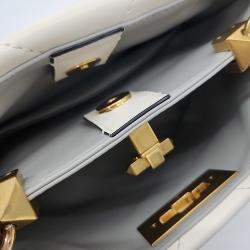 Pre Owned Valentino White Leather Roman Studded Tote and Shoulder Bag