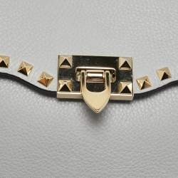 مملوكة مسبقًا Valentino Rockstud Flap Medium Grey Leather Shoulder Bag