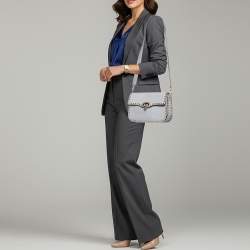 مملوكة مسبقًا Valentino Rockstud Flap Medium Grey Leather Shoulder Bag
