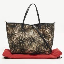 Pre Owned Valentino Black Mesh Nylon Shopper Tote
