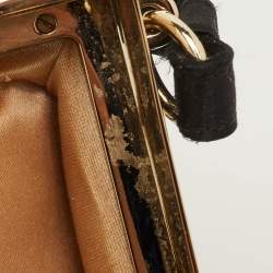 Pre Owned Valentino Bow Satin Crystals Embellished Frame Baguette Bag