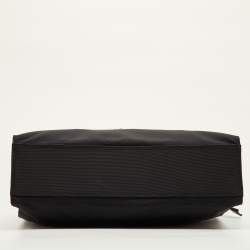 Pre Owned Valentino Garavani Sport Rope Handle Black Canvas Logo Embroidered Tote