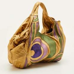 مملوكة مسبقًا Valentino Nuage Bow Metallic Gold Leather Oversized Hobo