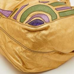 مملوكة مسبقًا Valentino Nuage Bow Metallic Gold Leather Oversized Hobo