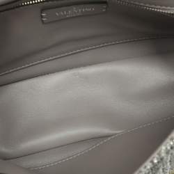 Pre Owned Valentino Roman Stud Silver Crochet Shoulder Bag