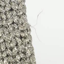 Pre Owned Valentino Roman Stud Silver Crochet Shoulder Bag