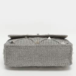 Pre Owned Valentino Roman Stud Silver Crochet Shoulder Bag