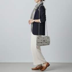 Pre Owned Valentino Roman Stud Silver Crochet Shoulder Bag
