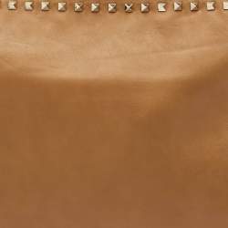 Pre Owned Valentino Rockstud Brown Leather Wristlet Clutch