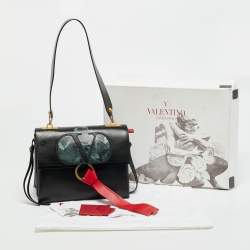 مملوكة مسبقًا Valentino x Undercover VRing Black Leather Top Handle Bag