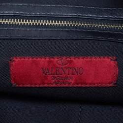 Pre Owned Valentino Rockstud Black Leather Wristlet Clutch