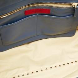 Pre Owned Valentino Rockstud Trapeze Medium Navy Blue Leather Tote