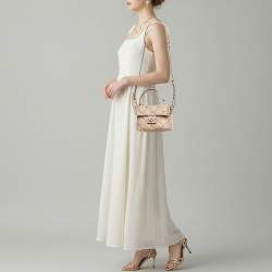 Pre Owned حقيبة فالنتينو يد علوية جلدي مبطن مرصعة بالشعارات الحمراء كانديستاد