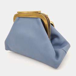 Pre Owned Valentino Blue Leather Superbee Clutch and Shoulder Bag
