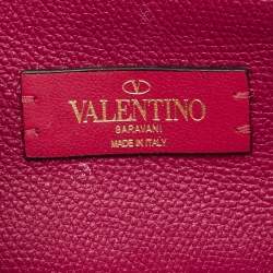 Pre Owned Valentino VLogo Fuchsia Leather Wallet On Chain