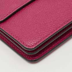 Pre Owned Valentino VLogo Fuchsia Leather Wallet On Chain