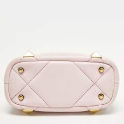 Pre Owned Valentino Roman Stud Light Pink Quilted Leather Tote