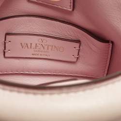 Pre Owned Valentino Roman Stud Light Pink Quilted Leather Tote