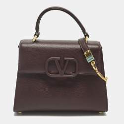Pre Owned Valentino VSling Small Burgundy Leather Top Handle Bag