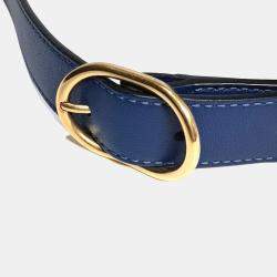 Pre Owned حقيبة كروس بودي فالنتينو جلد أزرق كحلي بحلقة V سوبر بي