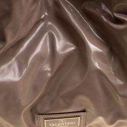 Pre Owned Valentino Beige Patent Leather Bow Hobo