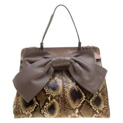 Valentino Beige Exotic Skin and Leather Aphrodite Bow Bag