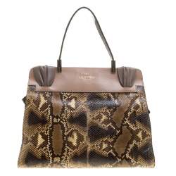 Pre Owned Valentino Beige Exotic Skin and Leather Aphrodite Bow Bag