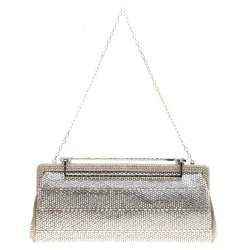 Valentino Grey Satin and Crystal Embellishment Evening Clutch