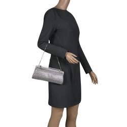 Valentino Grey Satin and Crystal Embellishment Evening Clutch