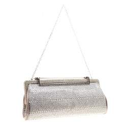 Valentino Grey Satin and Crystal Embellishment Evening Clutch