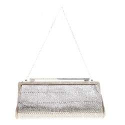 Valentino Grey Satin and Crystal Embellishment Evening Clutch